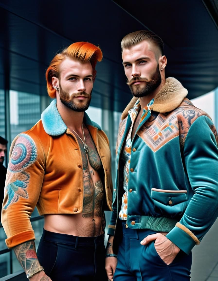 Men with 1940s hair and 1970s style