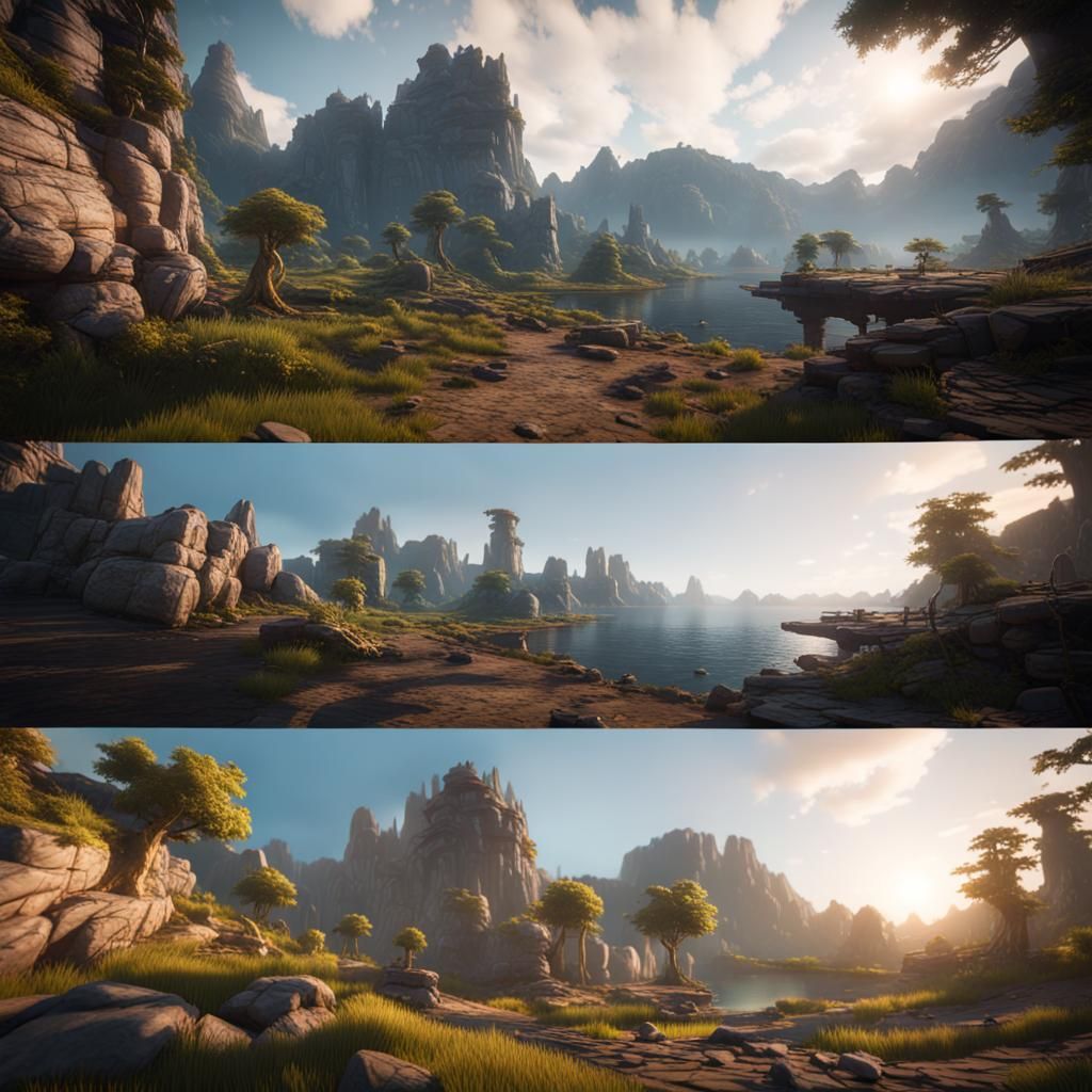 Epic Landscapes in 3D Game Cinematic Style