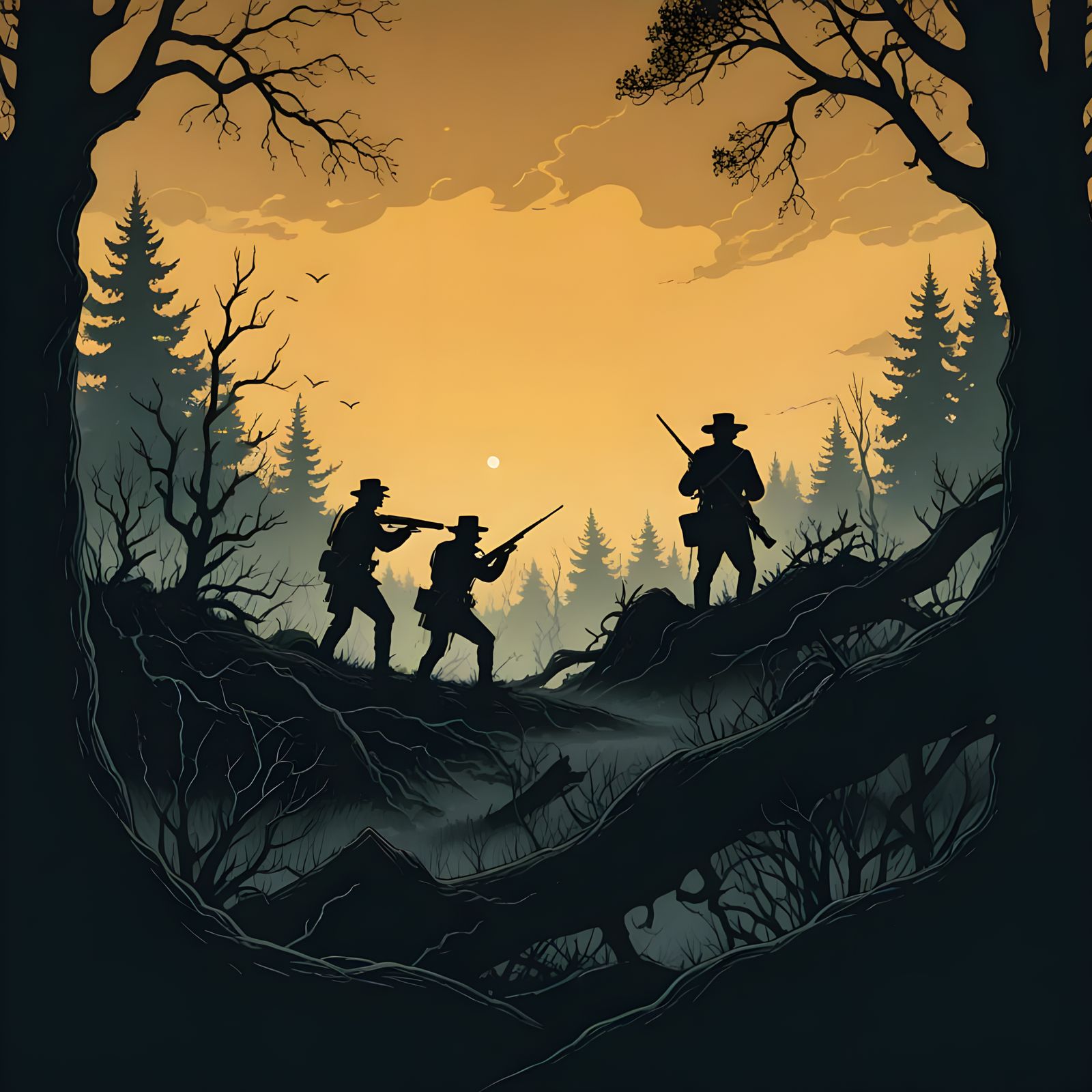 Civil War Ambush in Art Nouveau Style