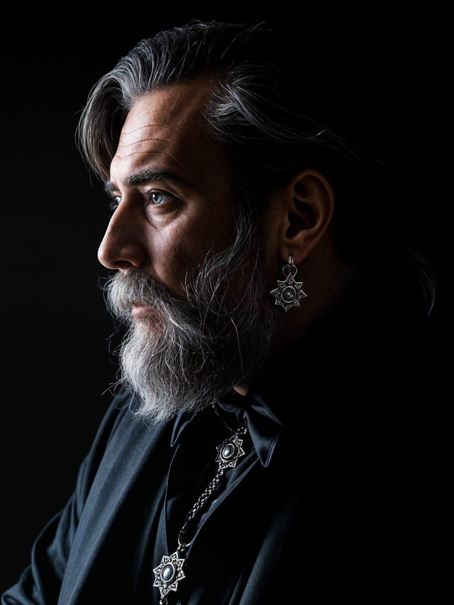 Victorian Gothic Gentleman Portrait with Vampire Eyes