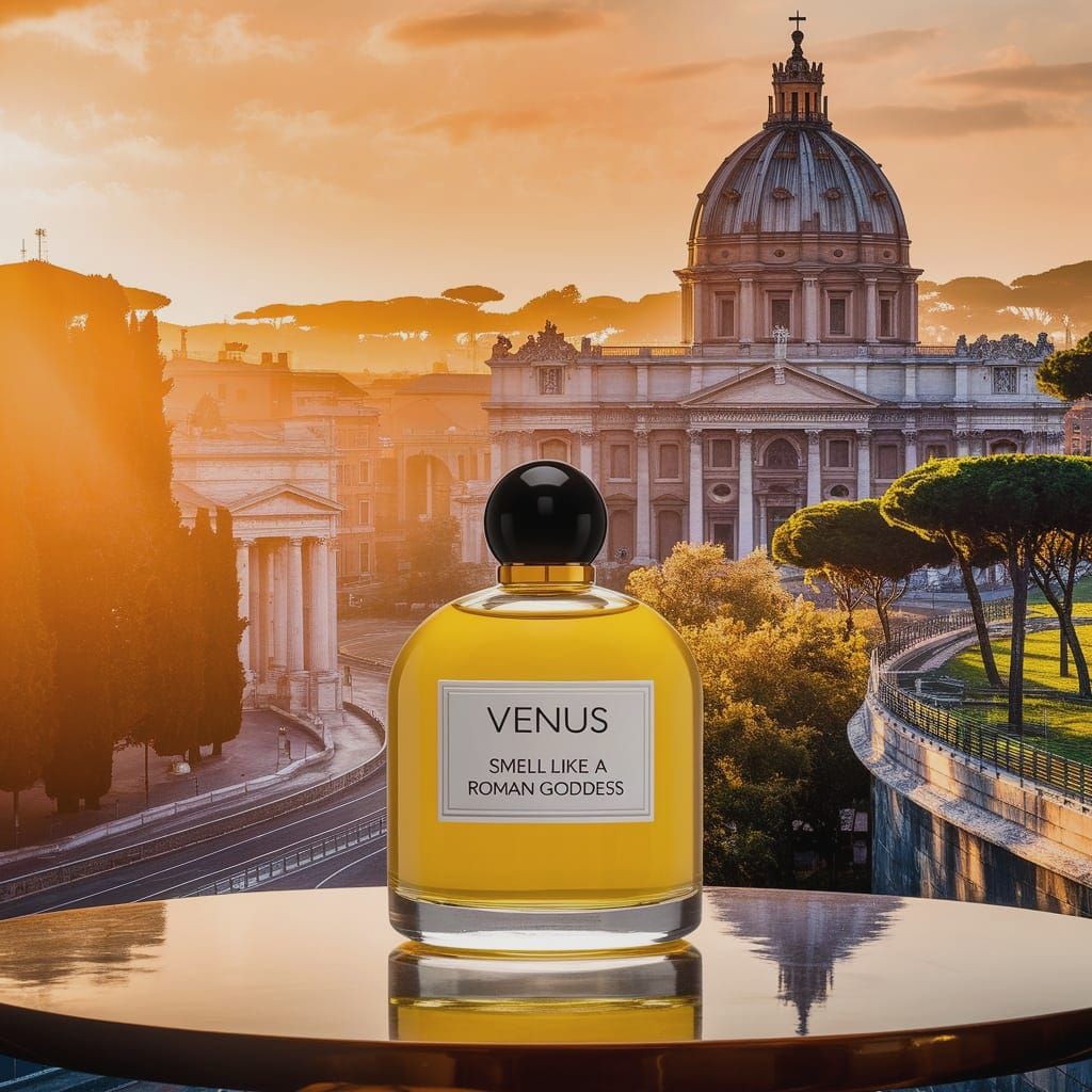Luxurious Roman Goddess Perfume in Golden Hour