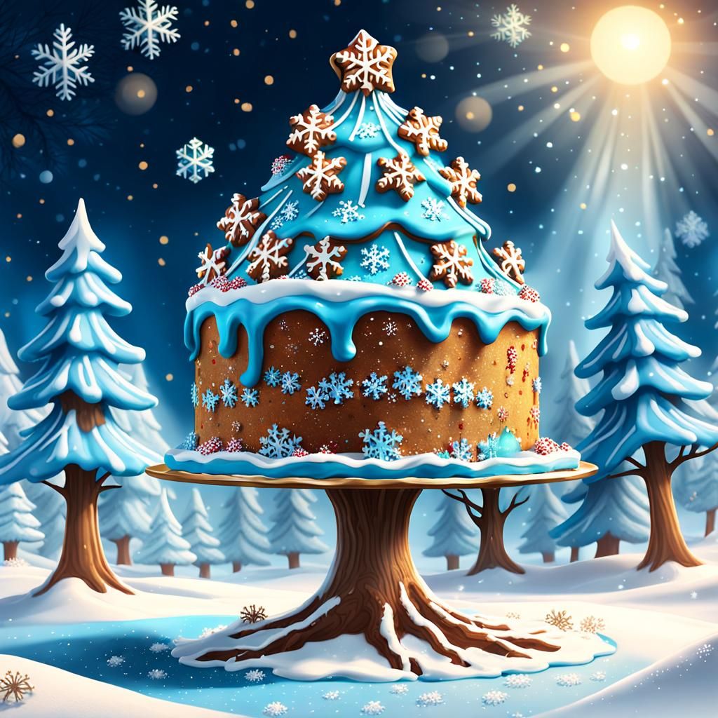 Christmas Tree Cake Dances in Winter Wonderland