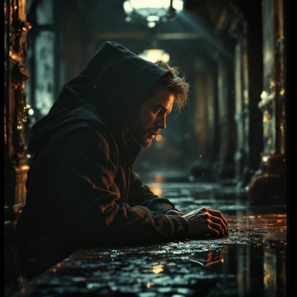 Cinematic Film Still with Dramatic Lighting and Film Grain