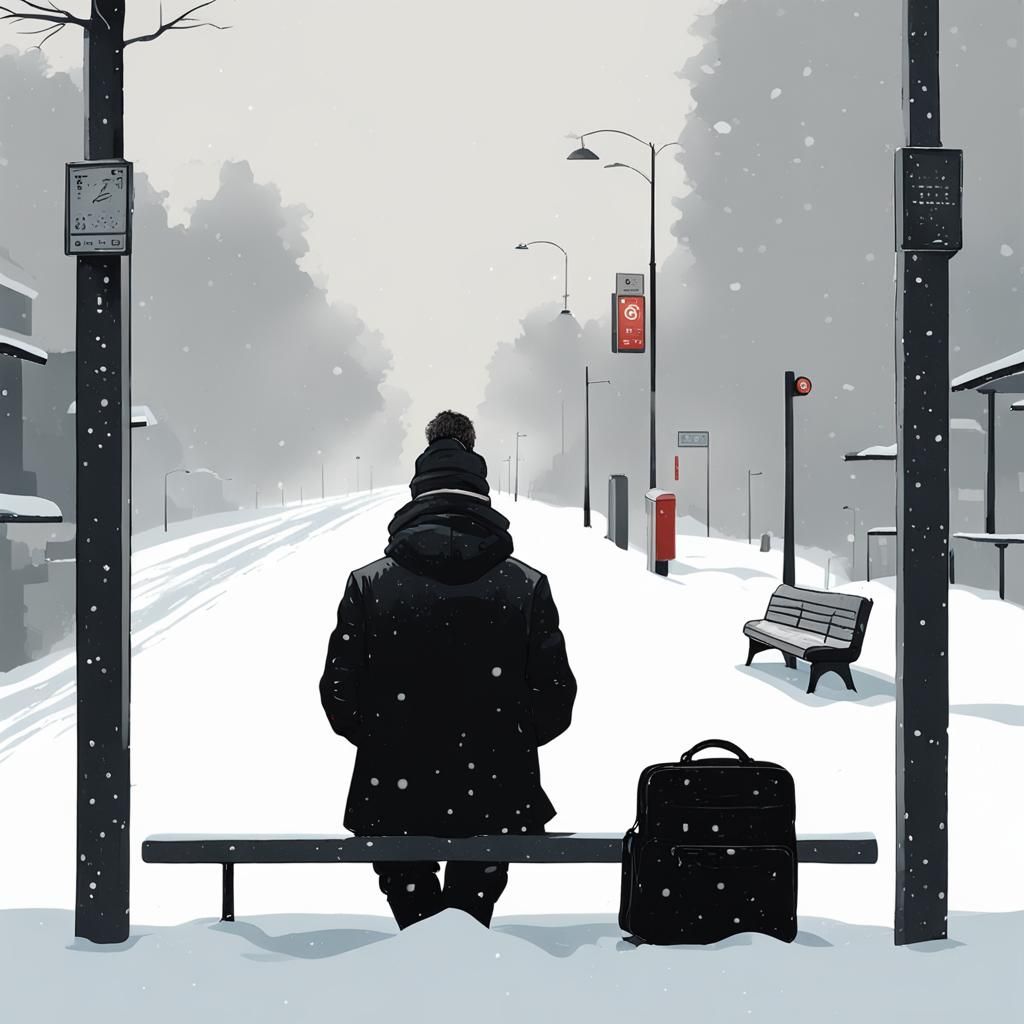 Zen Winter Bus Stop in Clear Line Style