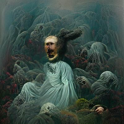 Horrifying Annihilation Scene in Gothic Engraving Style