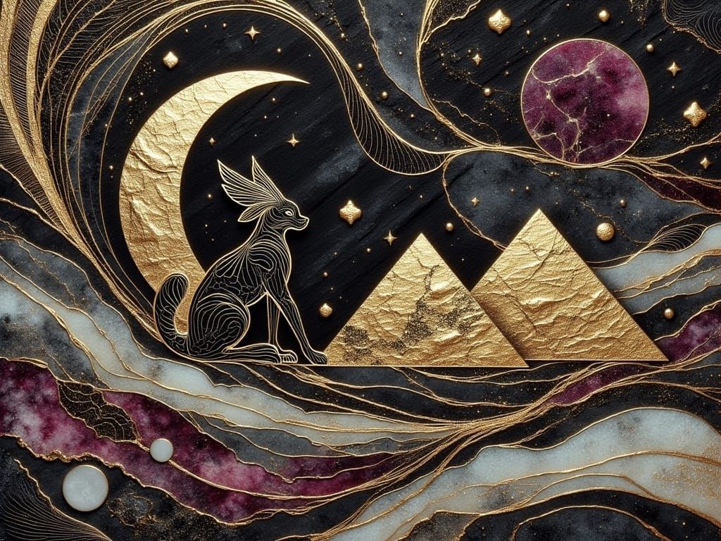Luxurious Egyptian God Anubis in Celestial Night