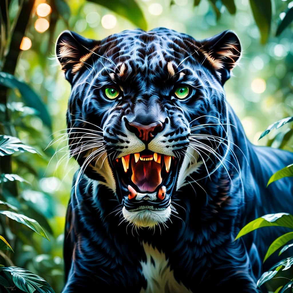 Fierce Panther in Jungle, Professional Photography