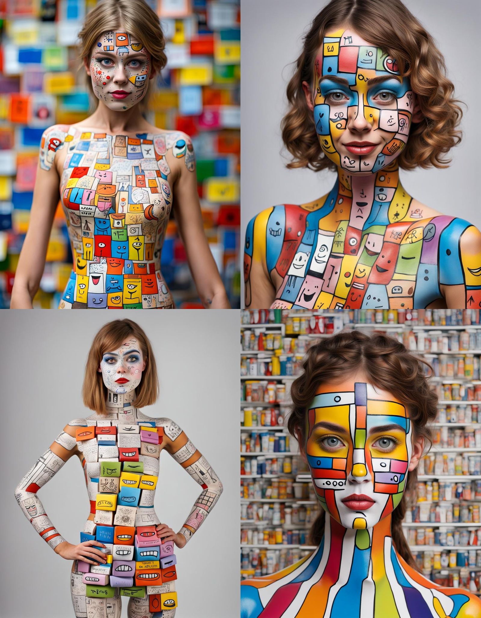 Body Painted Girl with Children's Book Characters