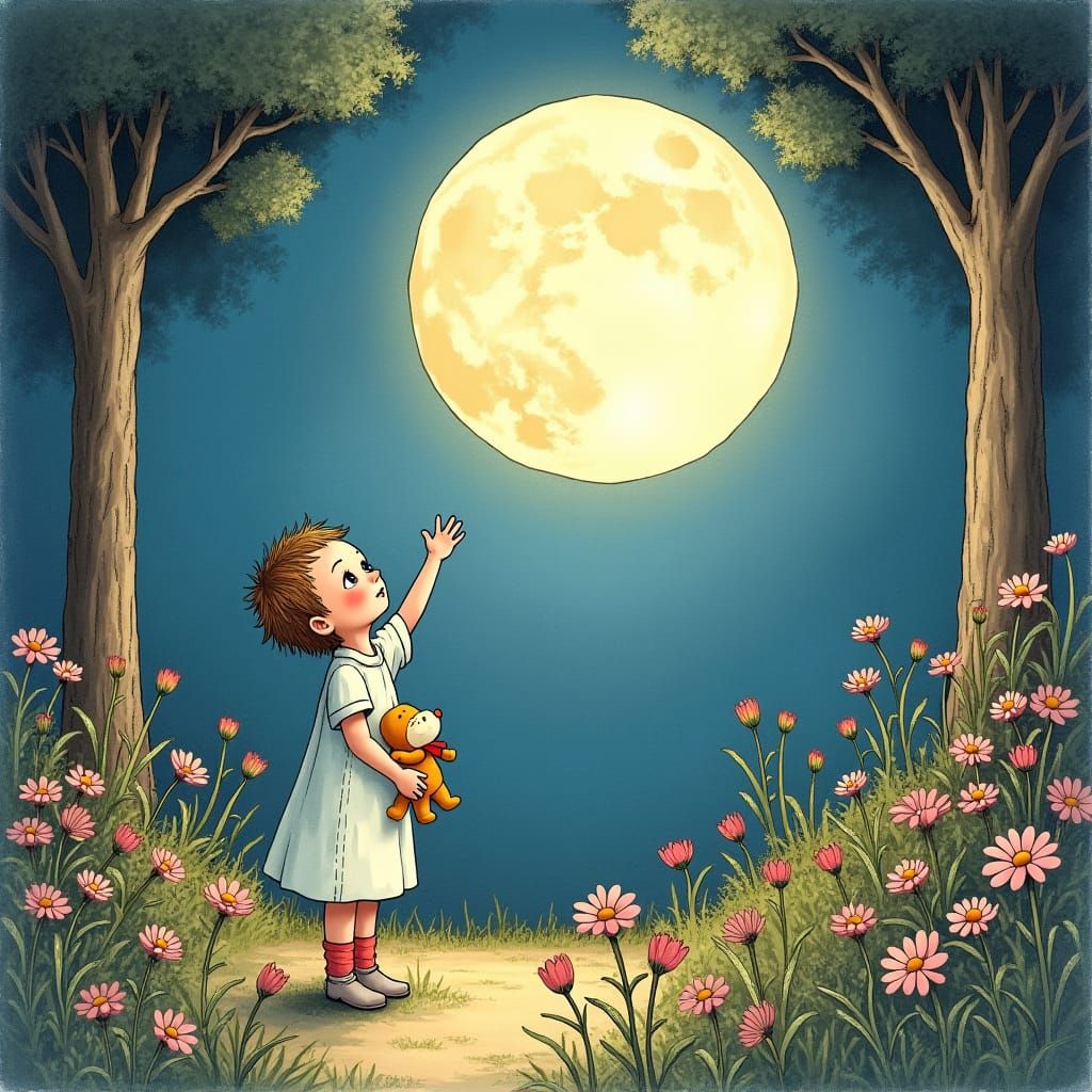 Enchanted Garden: Child Reaching for the Moon