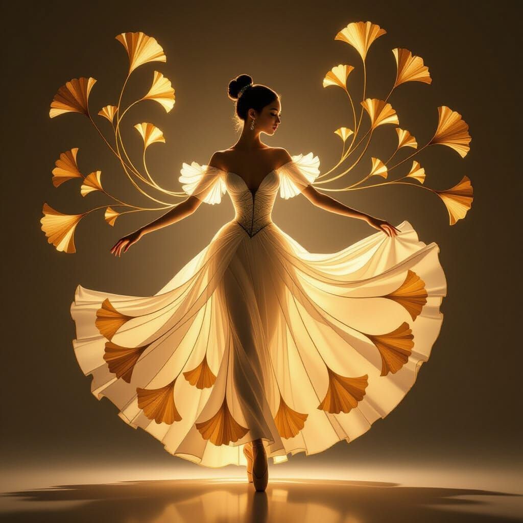 Luminescent Ballerina in Ginkgo Gown