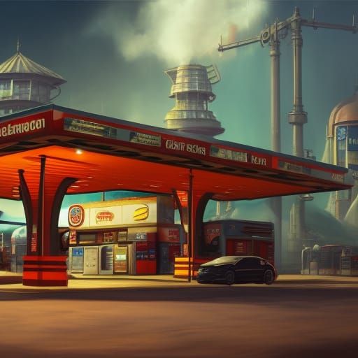Gas Station: Detailed Matte Painting in Unreal Engine 5