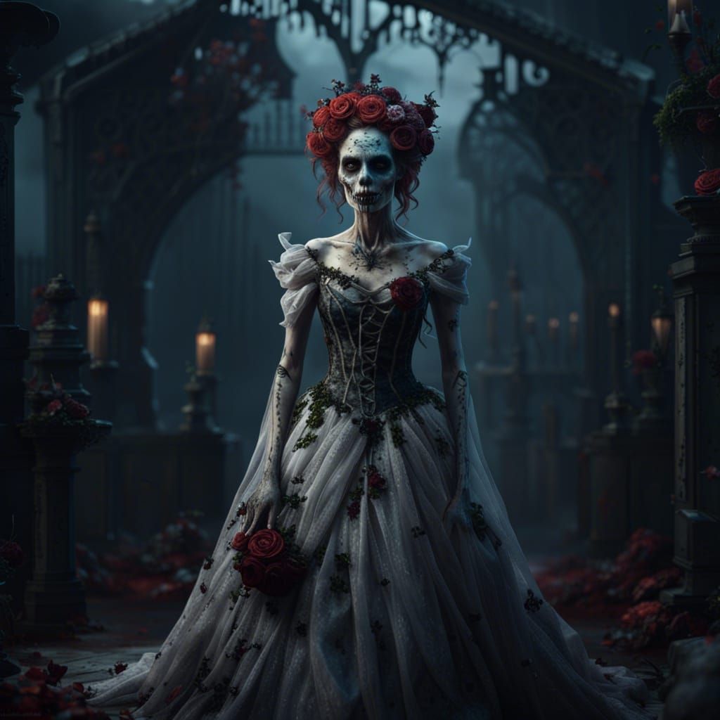 Undead Bride in Tim Burton Style