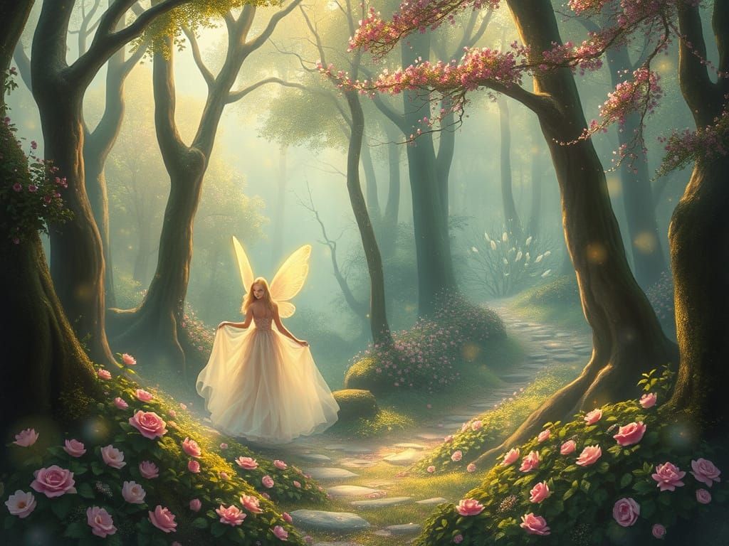 Magical Forest Fairies in Ethereal Fantasy Landscape