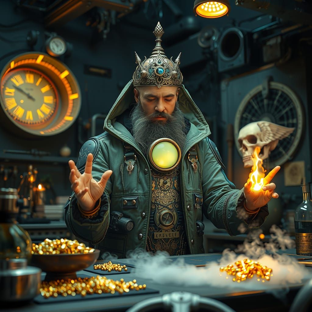 Atlantean Alchemist in Atompunk Laboratory