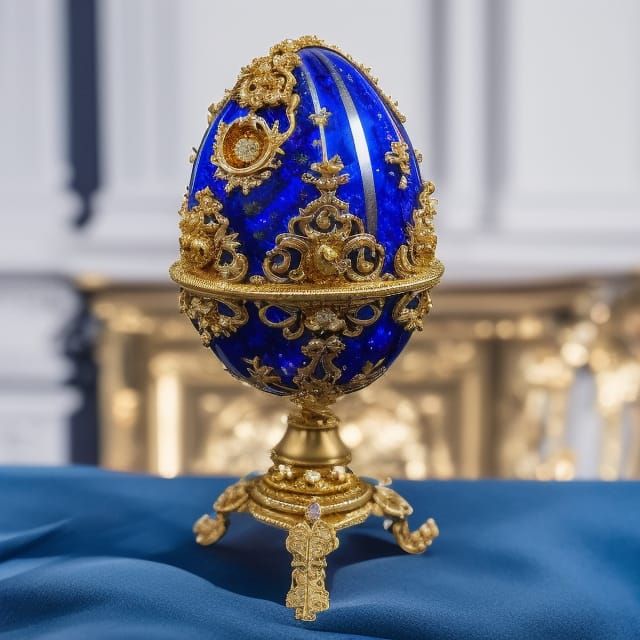 Detailed 3D Fabergé Egg with Golden Dragons