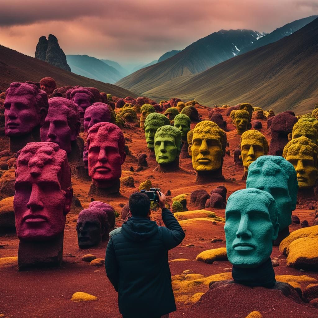 Monumental Stone Heads Valley: A Filming Silhouette