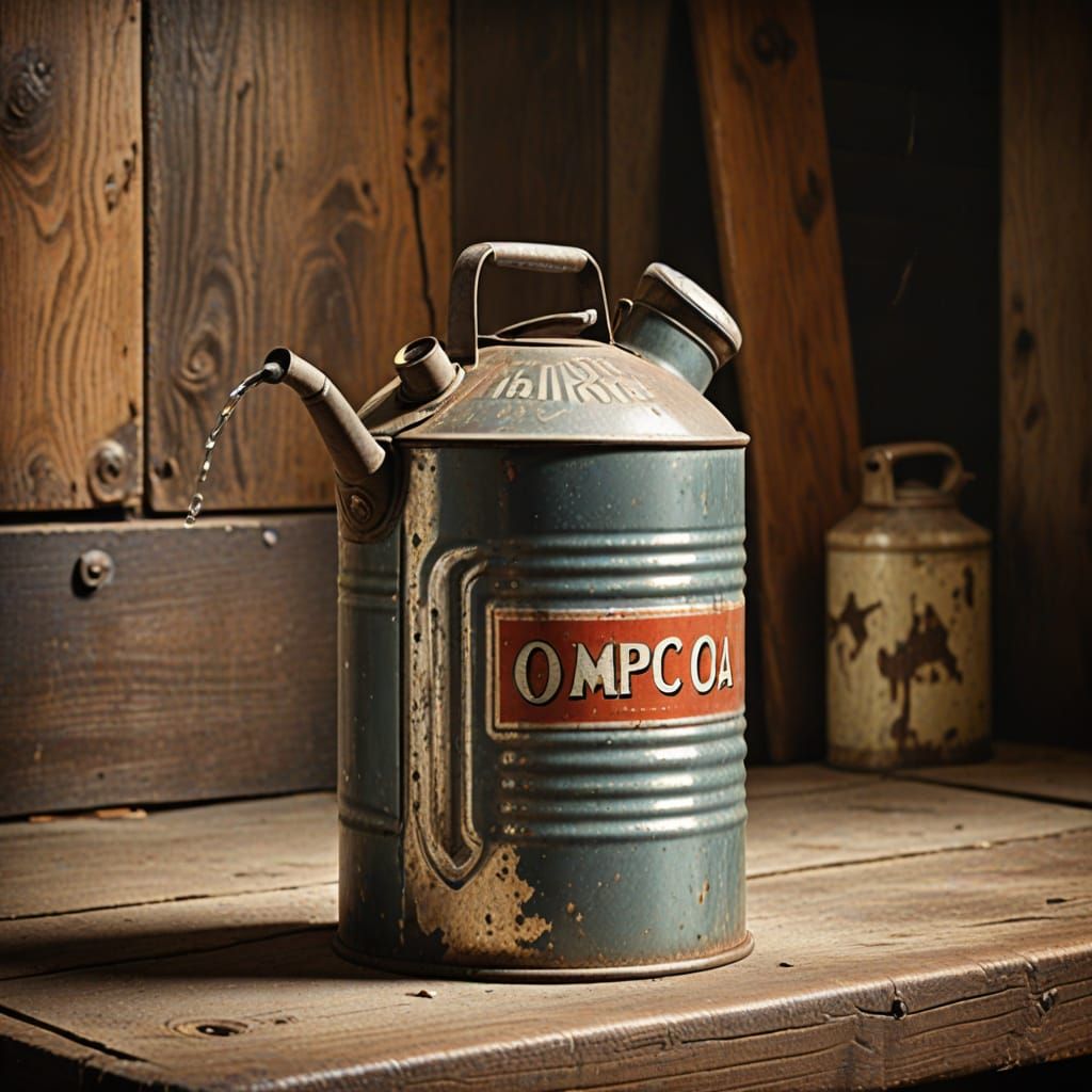 Classic Retro Oil Can Still Life in Warm Light