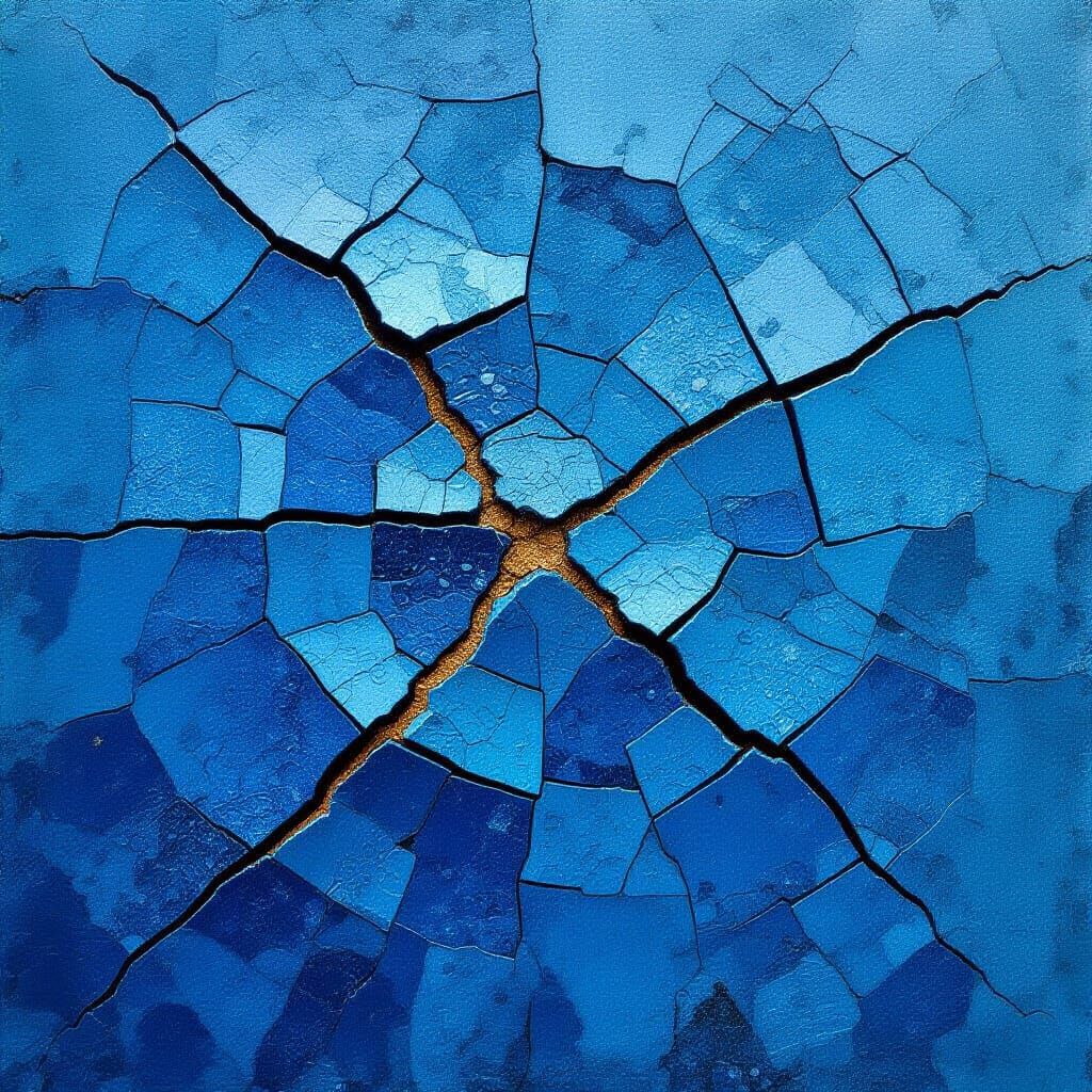 Blue Kintsugi Textured Background
