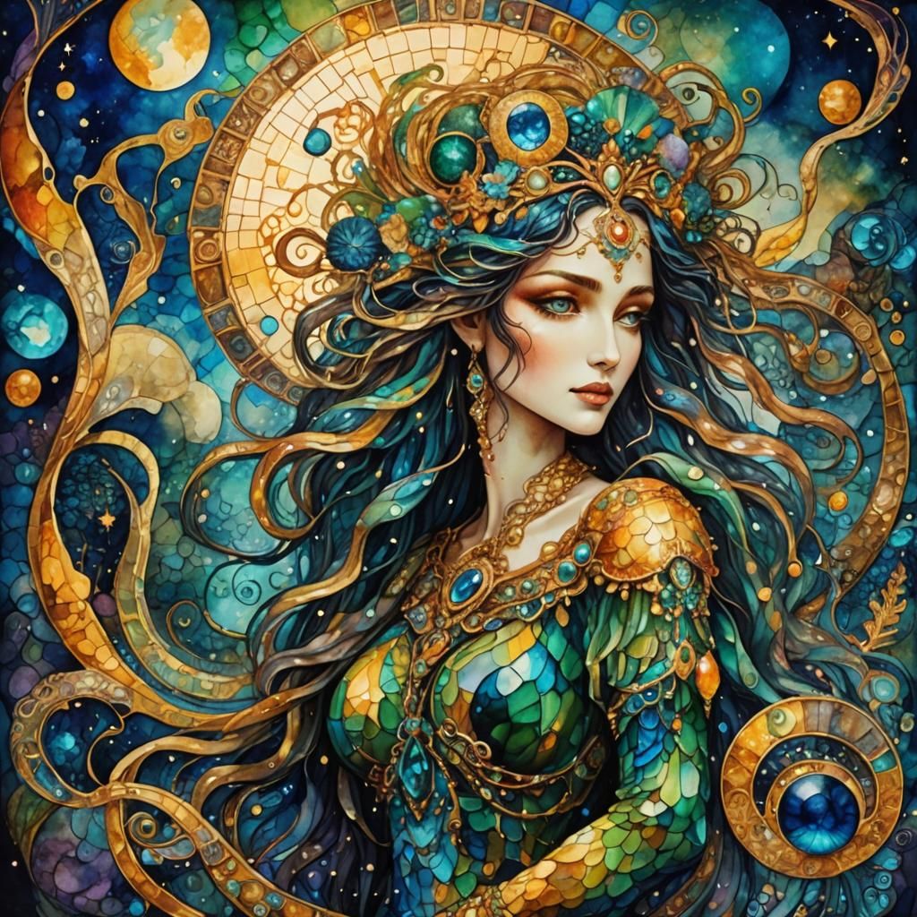 Serpentine Titan with Mosaic Patterns in Alcohol Ink