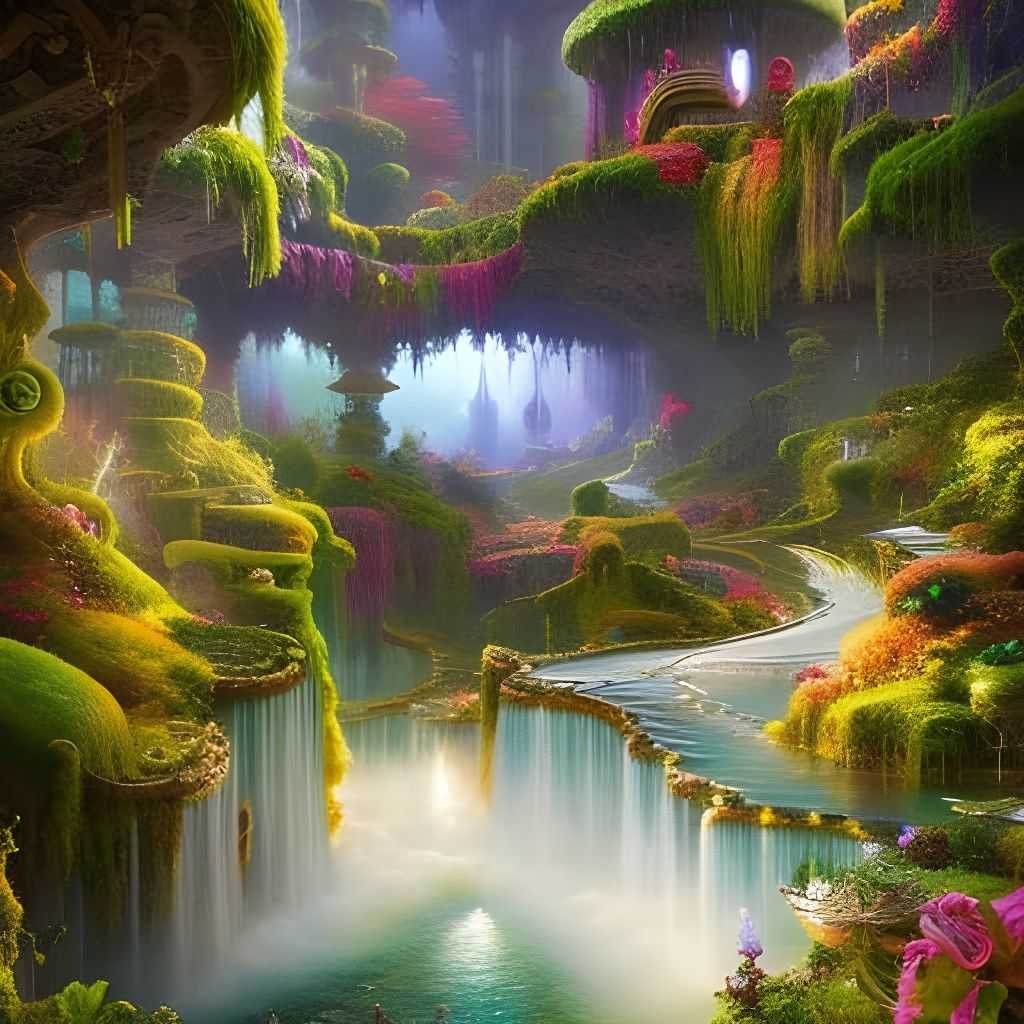 Spiraling Fantasy Houses Embedded in a Well