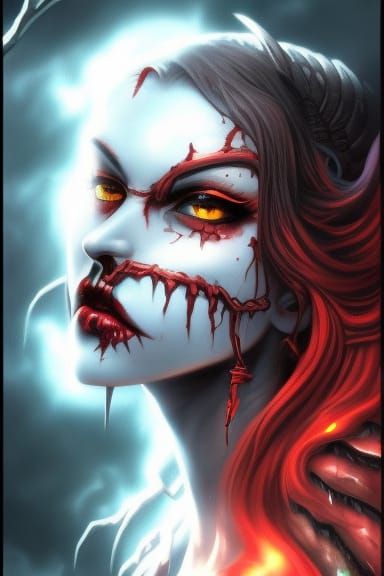 Gothic Zombie Woman in Decay Horror Style