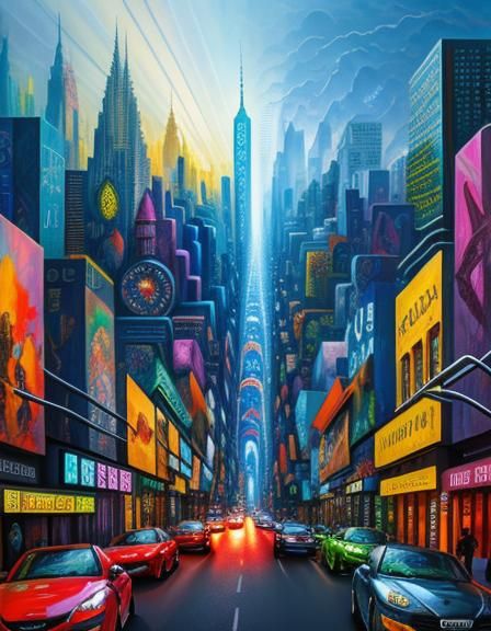 Wild Concrete Jungle in Modern Surrealist Style