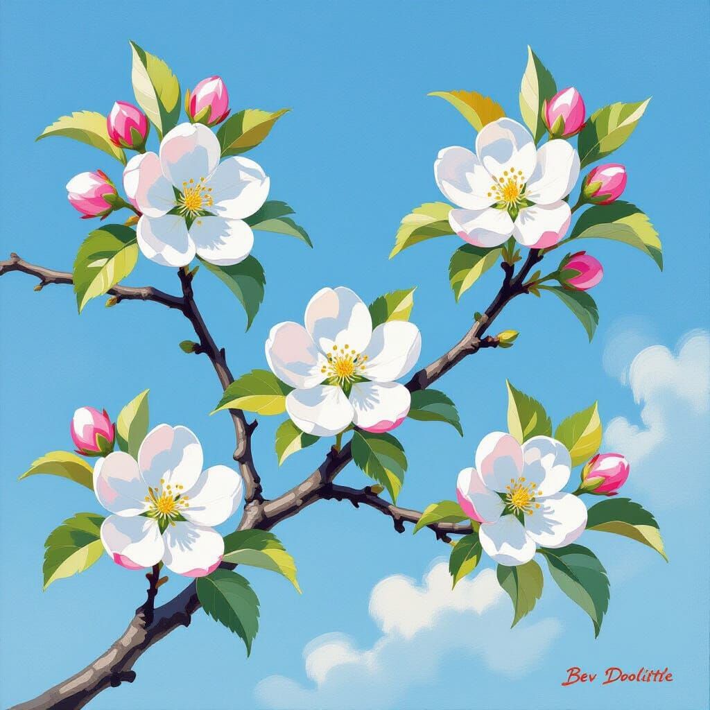 Apple Blossoms in Impressionistic Style