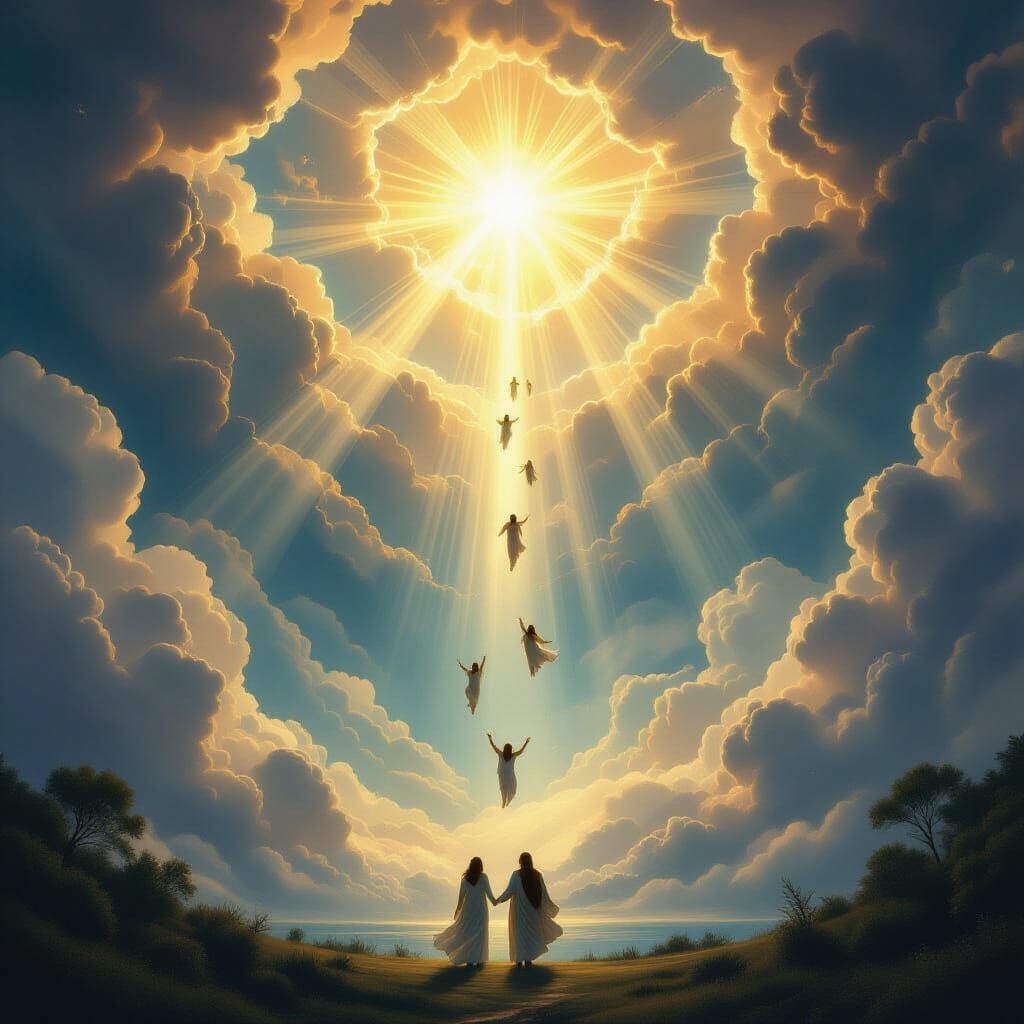 Divine Rapture: Souls Ascend in Epic Digital Painting
