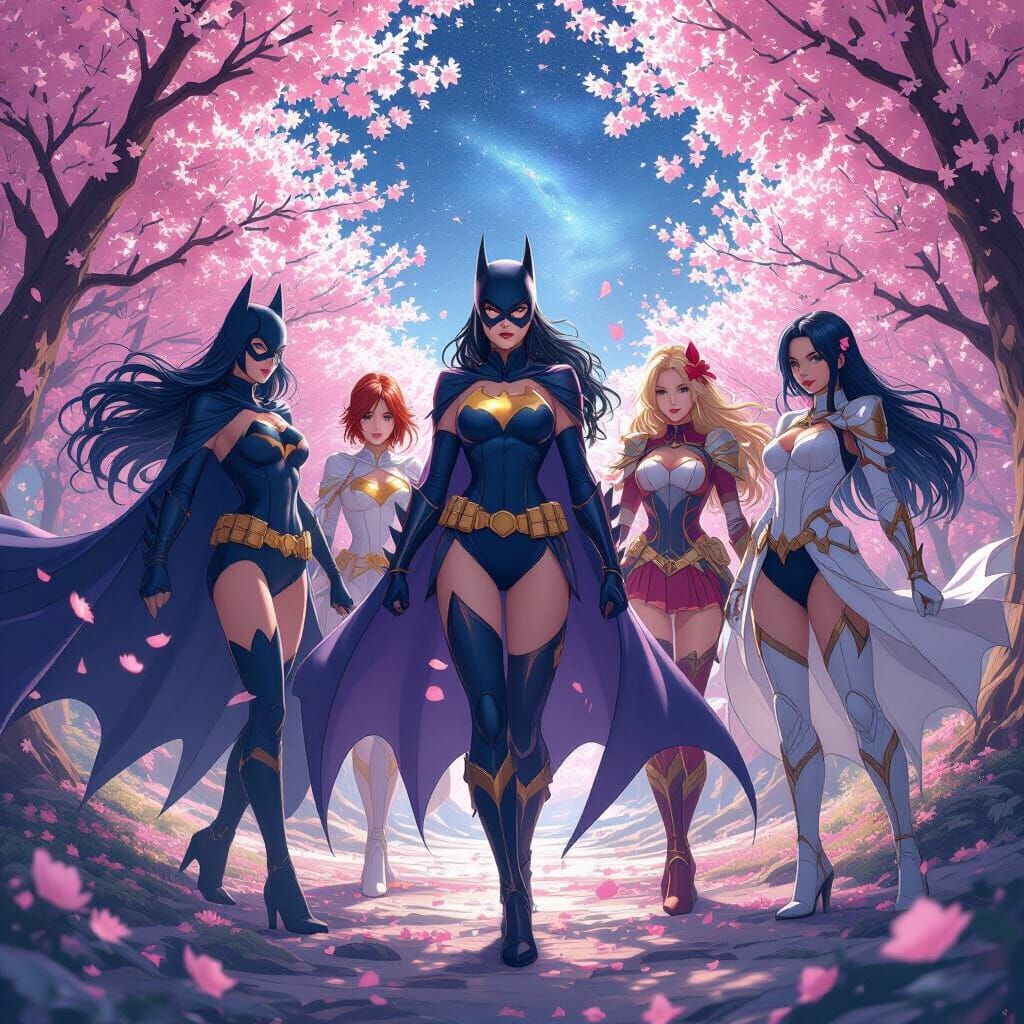 Anime Heroines in Cosmic Cherry Blossom World