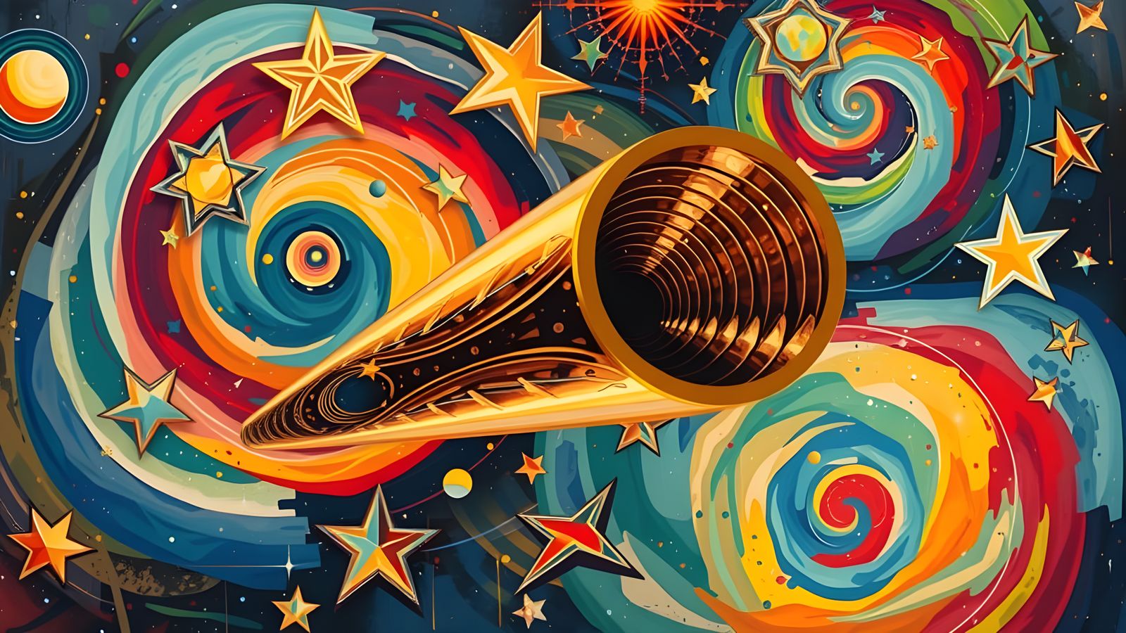 Reflective Cylinder Mirrors Kandinsky Stars in Cosmos