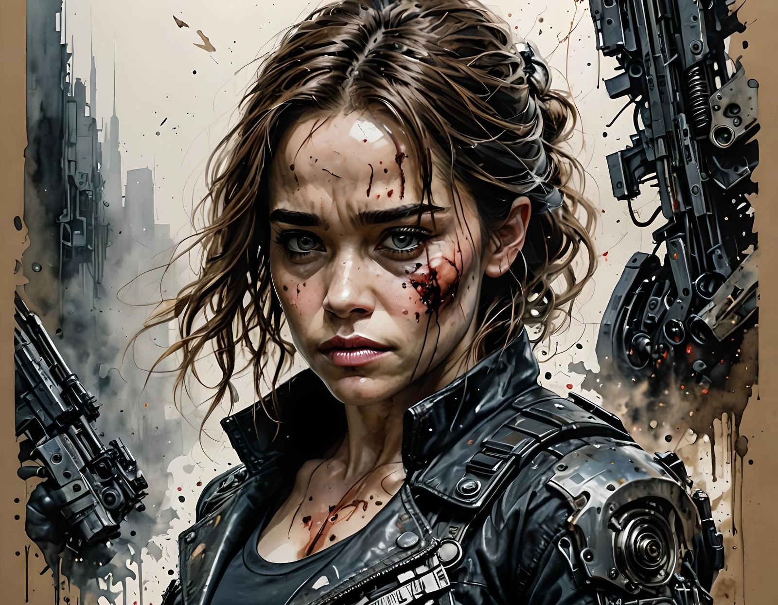 Hyperdetailed Portrait Inspired by Terminator's Sarah Connor
