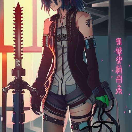 Cyberpunk Mechanical Sword with Gears and Chains