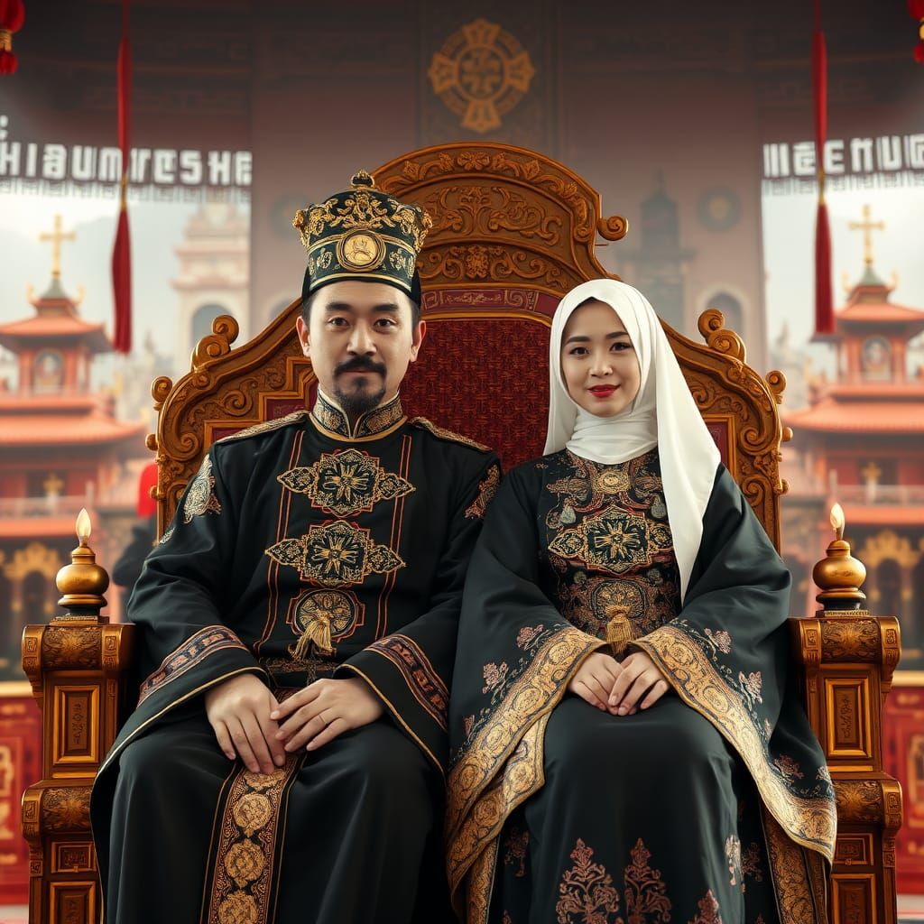 Chinese Emperor and Empress in Traditional Imperial Setting