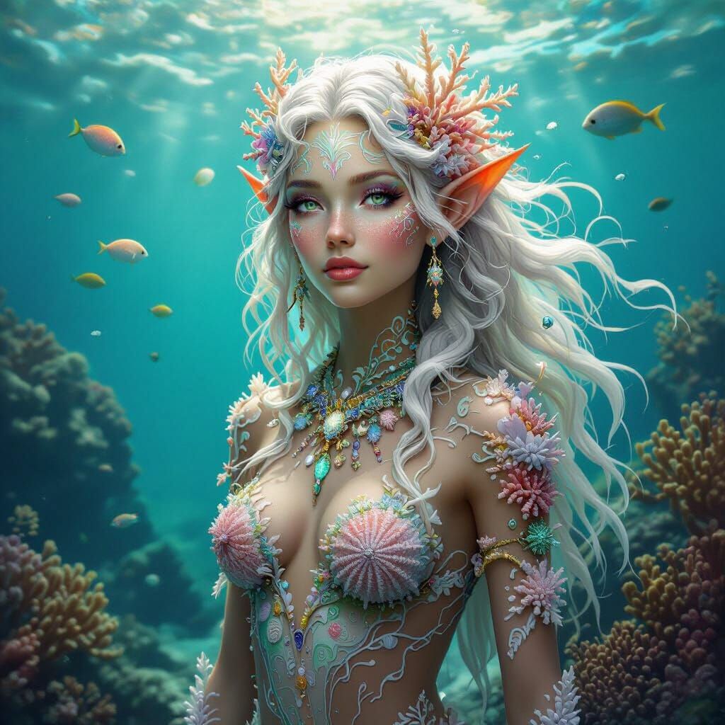 Sea Elf Coral Stewards of Aruvessa: Fantasy Art