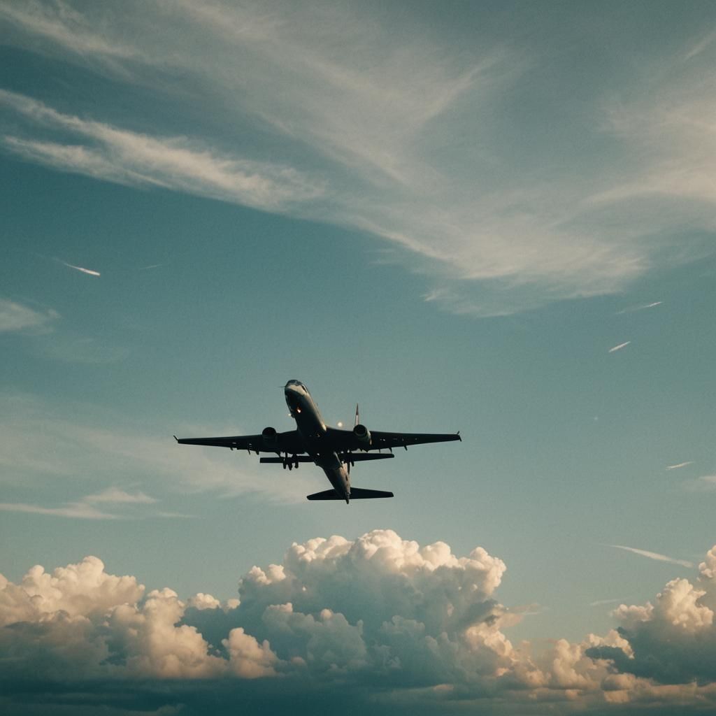 Dramatic Airplane Image in Cinematic Film Style