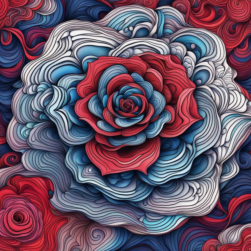 Abstract Fractal Wave Design with 3D Shading