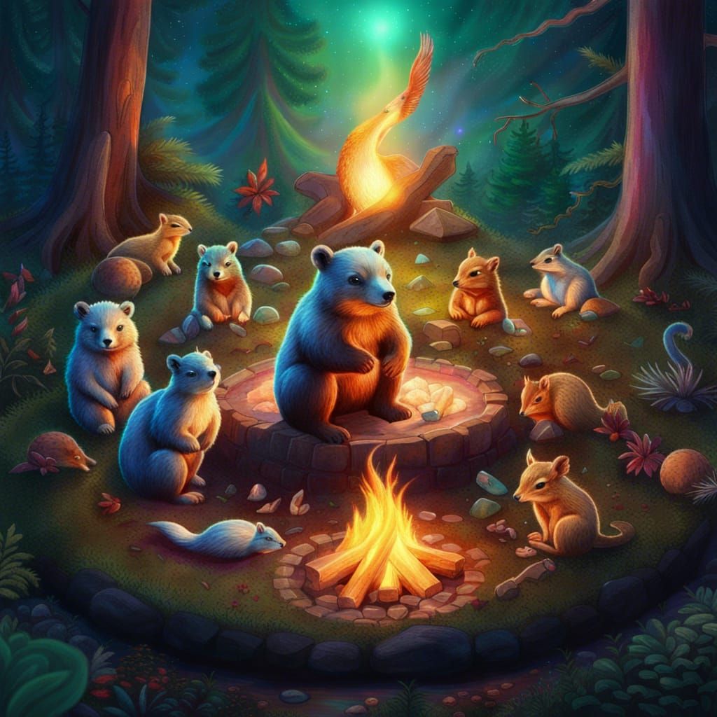 Woodland Creatures Around The Fire