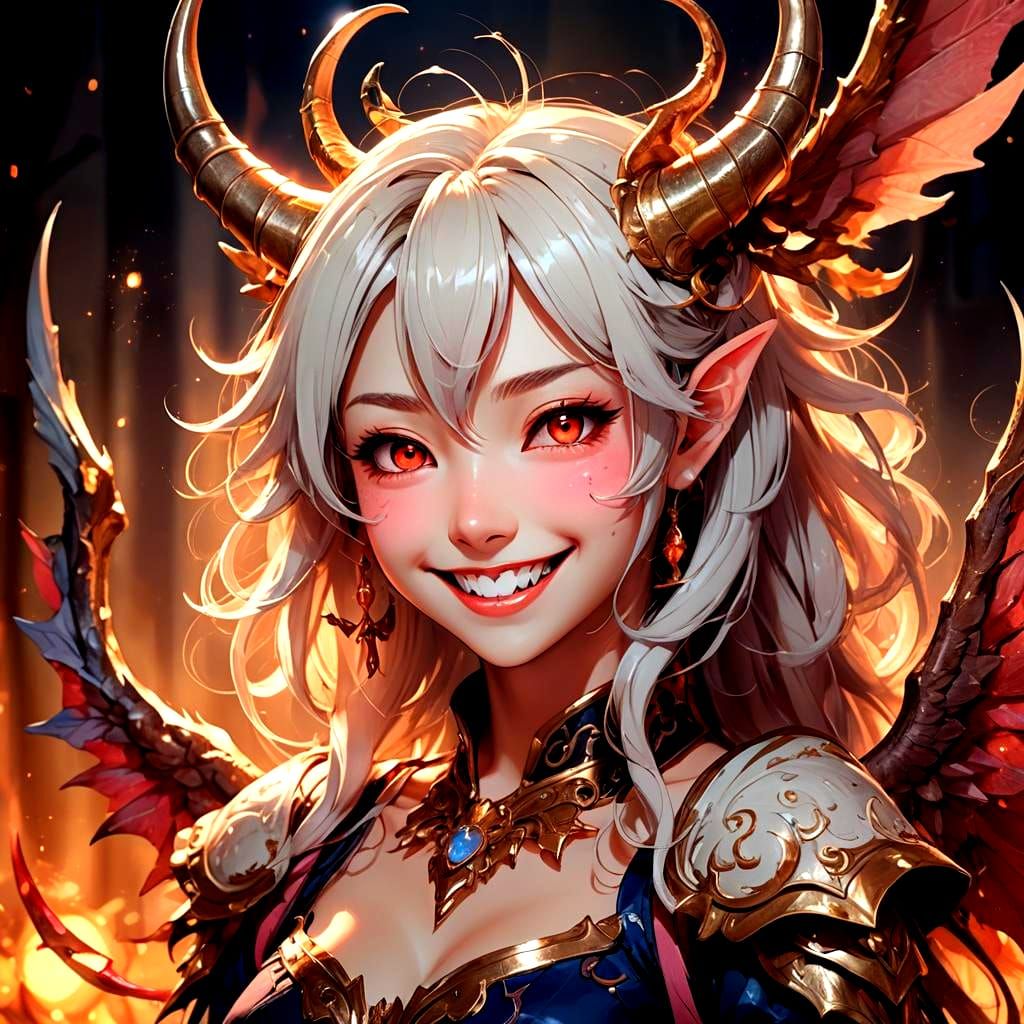 Beautiful Demon Laughing: 3D Anime Art