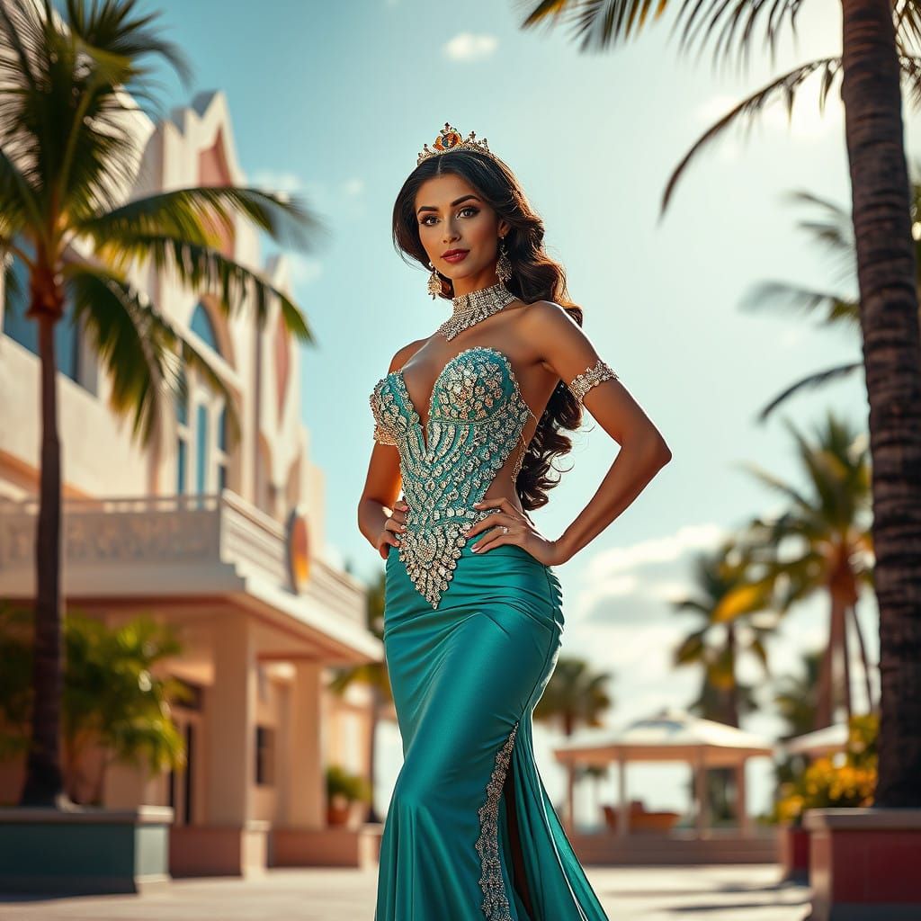 Regal Princess in Diamond Gown at Palm Beach