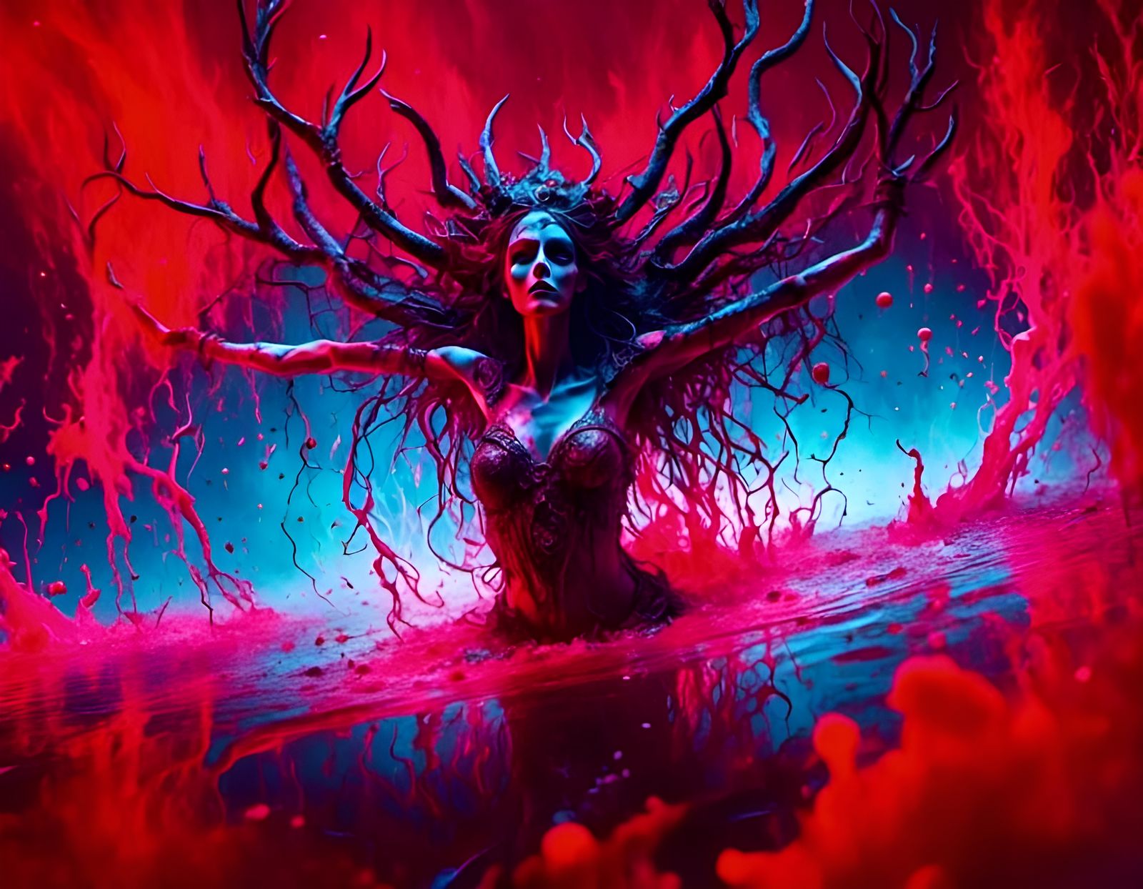 Dramatic Face in Colorful Splash Art Style