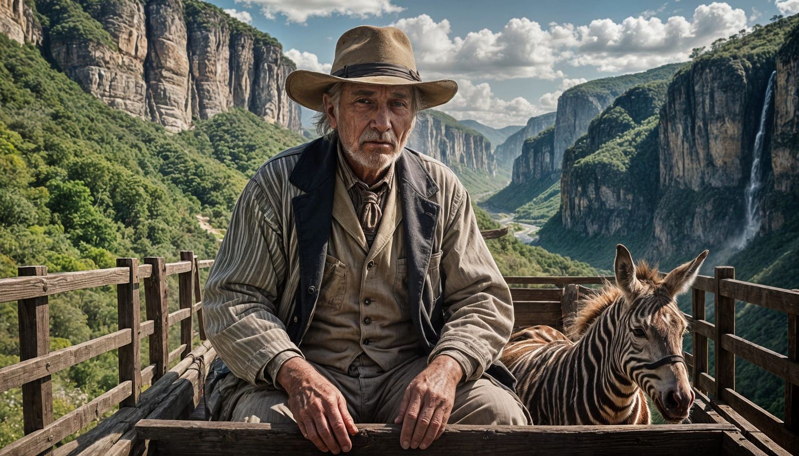 Zonkeys on a Sky Bridge: A Hyperrealistic Scene