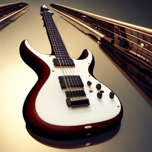 Futuristic Electric Guitar: Tilt-Shift 3D Render