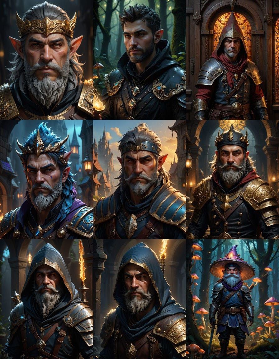 Dynamic Rogue Gnome Portrait in Triadic Colors