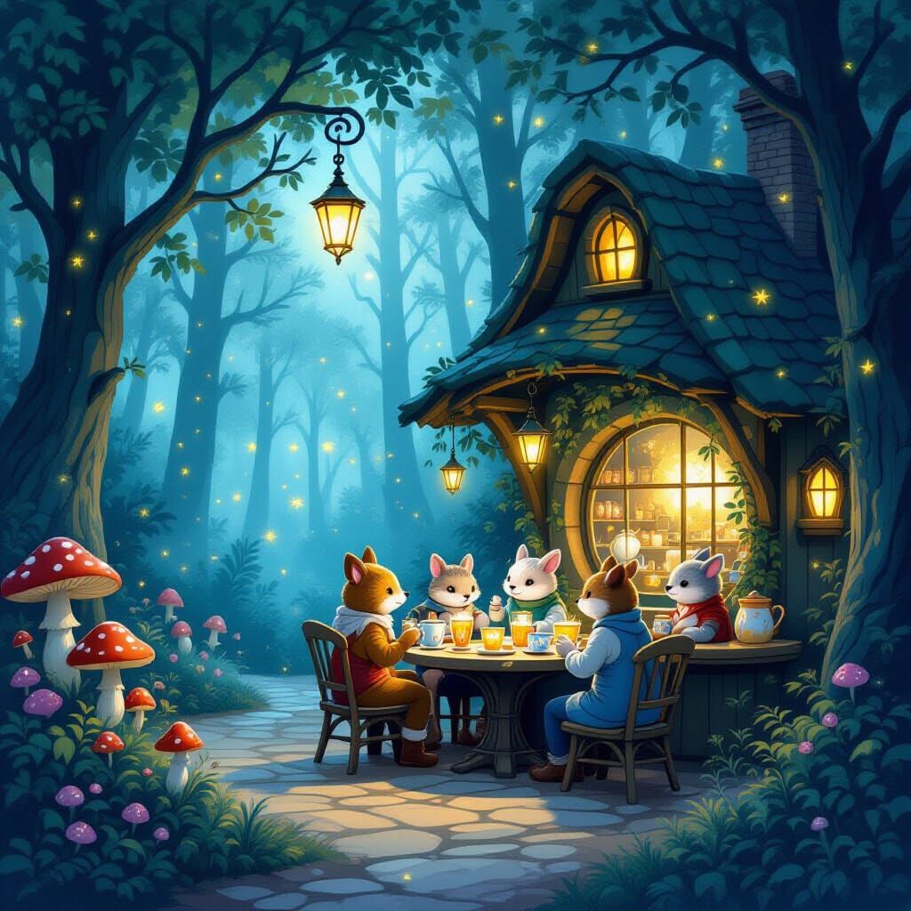 Woodland Creatures Cafe With Starlight Mugs