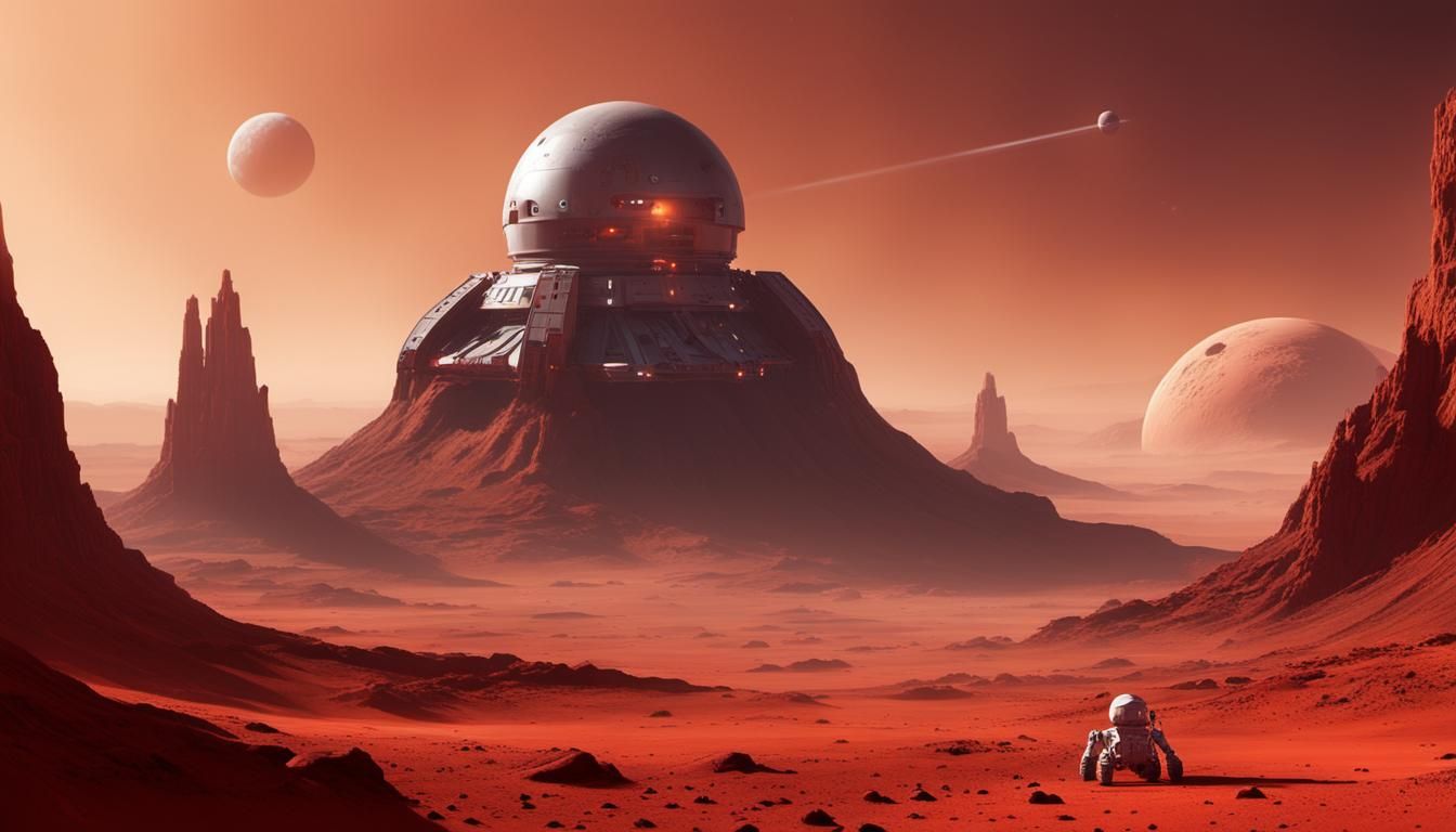 Futuristic Spacecraft Journey to Mars in Hyperrealism