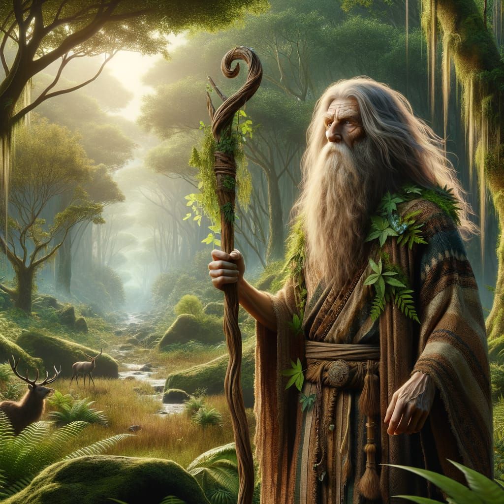 Nature Deity in Forest Tapestry