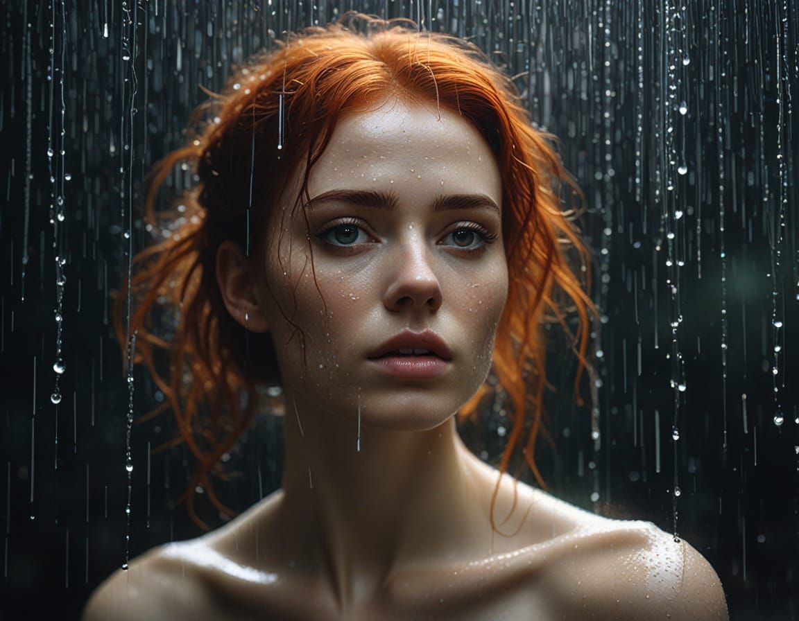 Gothic Abstract Portrait of Woman in the Rain