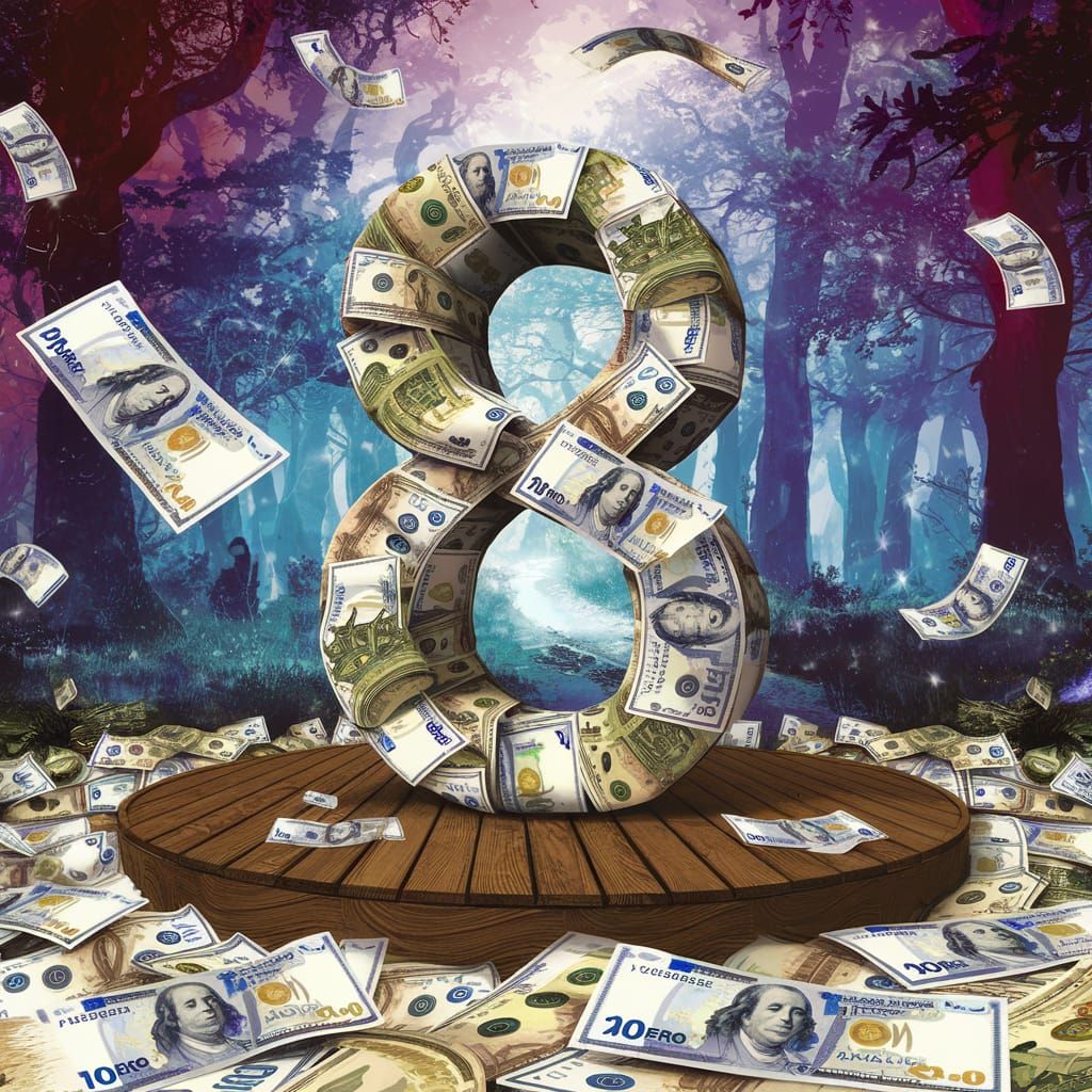 Euro Currency Number 8 in Fantasy Forest
