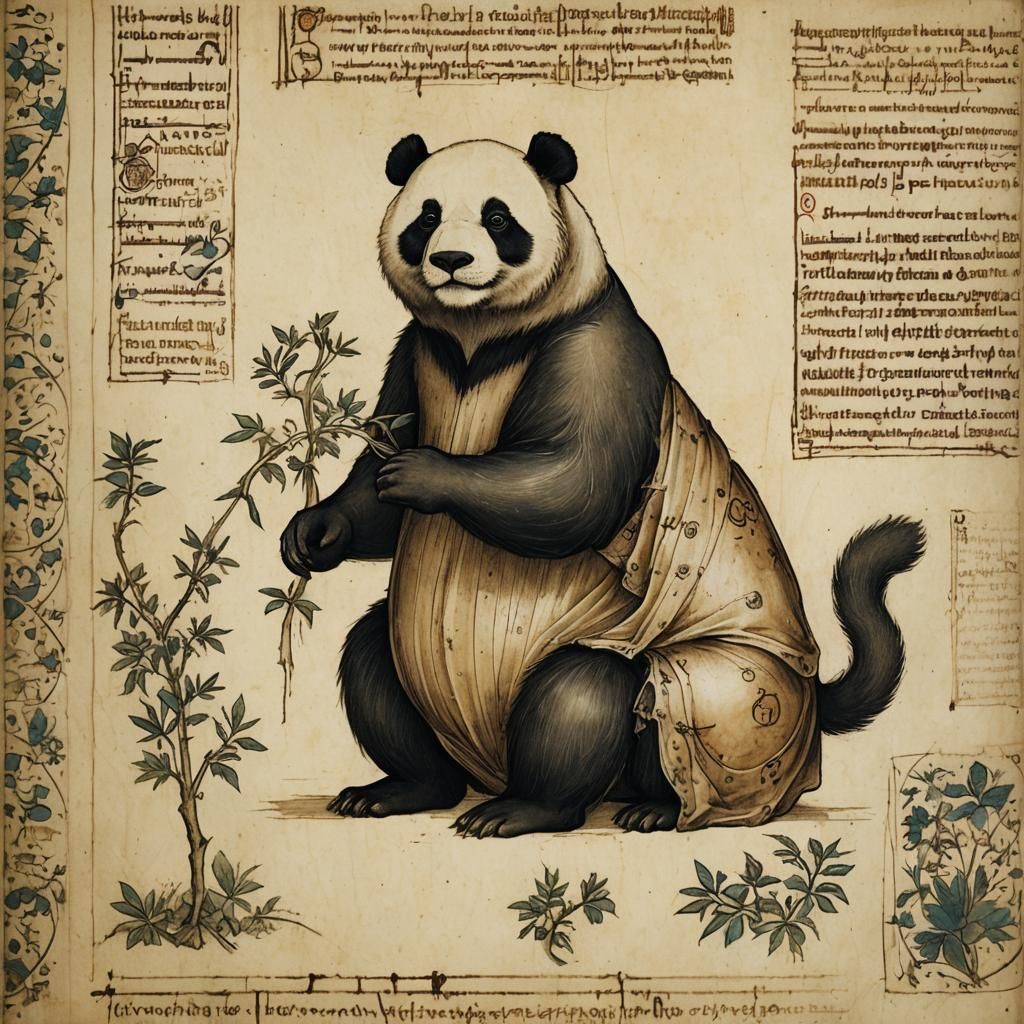 Panda in Leonardo da Vinci Style