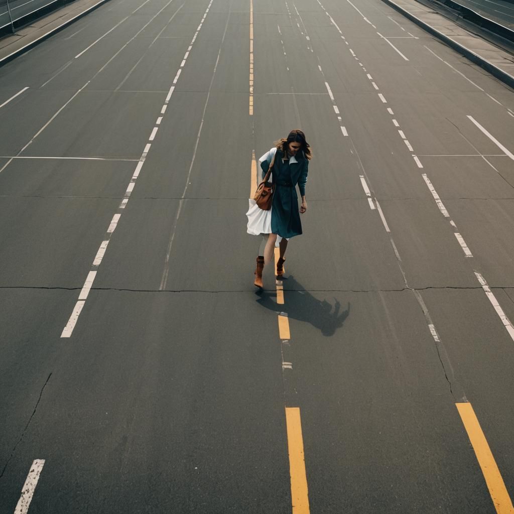 Dramatic Runway Film Still in Cinematic Style